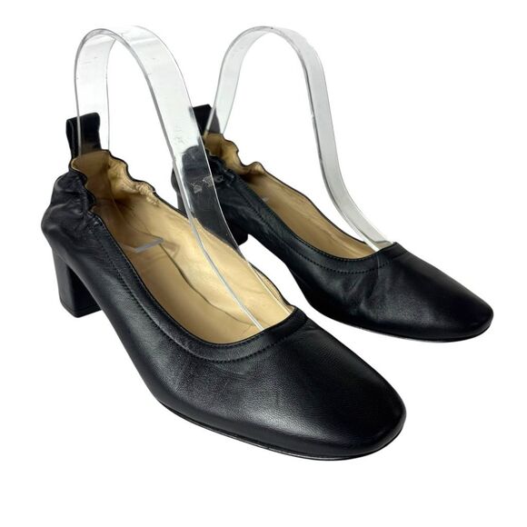 Everlane Womens 7.5 The Day Heel Pumps Shoes Black Italian Leather Work Career - Picture 2 of 8